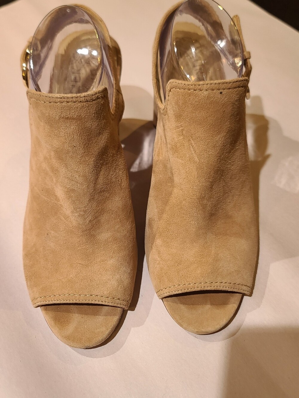 Naturalizer Raquel Beige Suede Open Toe Slingback Ankle Strap Buckle Heels Sz 10